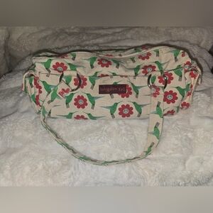 Bungalow 360 Cream and Red Floral Hummingbird Purse